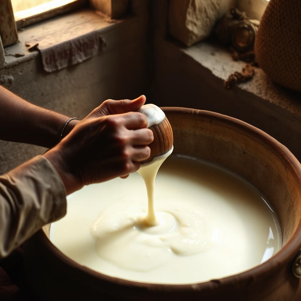 Hand bilona churning curd